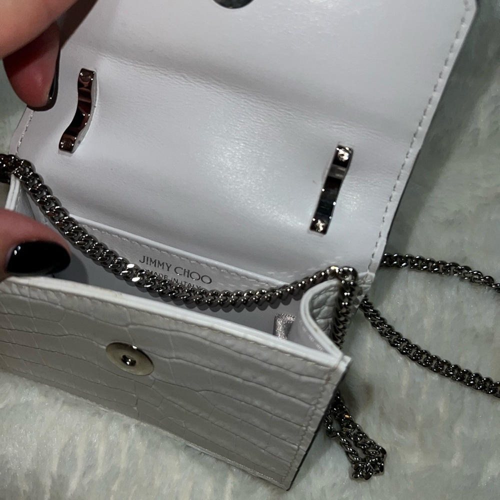Jimmy Choo White Croc-Embossed Bag - Picture 3 of 5